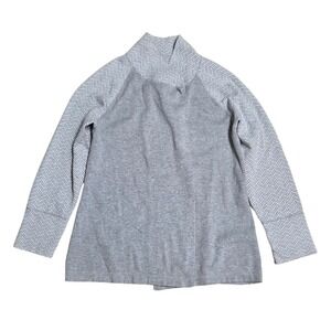 Max‎ Studio Mock Neck Snap Closure Cardigan Women's Size Large Gray Herringbone